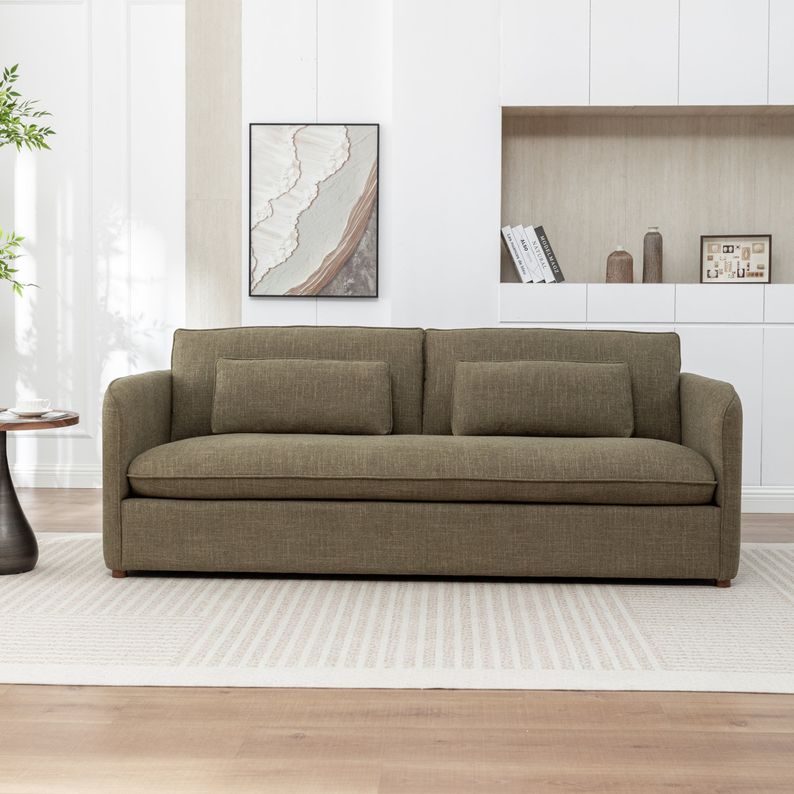 Faye 84” Upholstered Sofa, Green