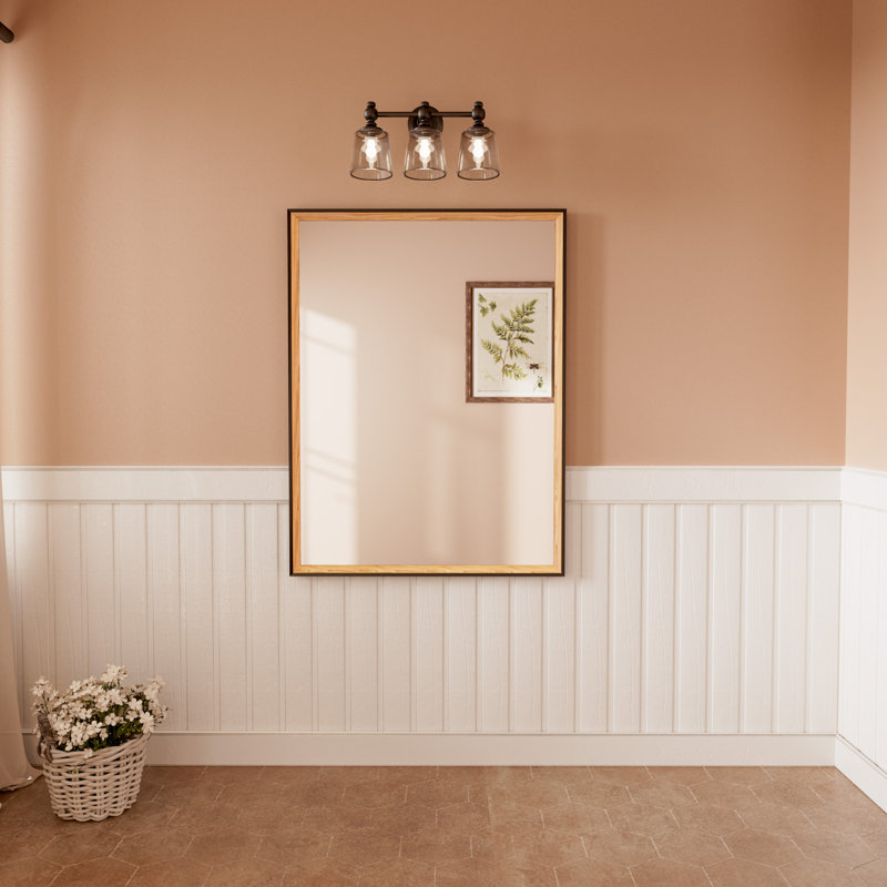 Miroir de salle de bain décoratif mural en bois massif, 30 po x 40 po