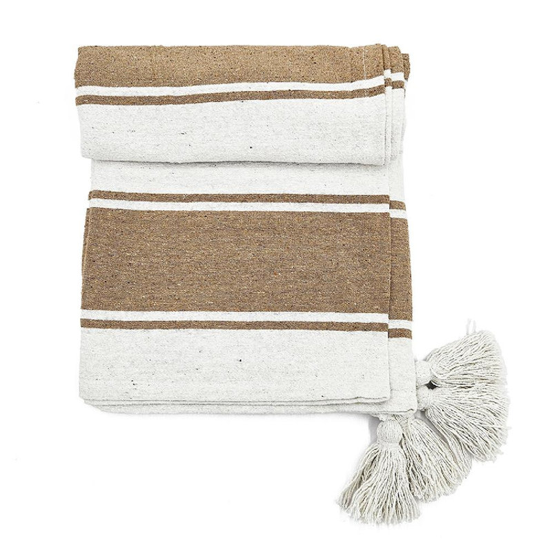 Carson 50" x 60" White and Brown Striped Throw Blanket Set