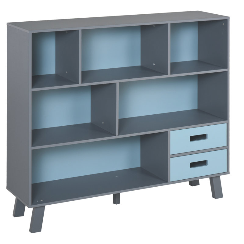 Laurencho 37.75" H x 41.25" W Standard Bookcase, Navy Blue