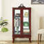 Vitrine de style classique en cerisier avec panneau miroir et tablettes arrière réglables.