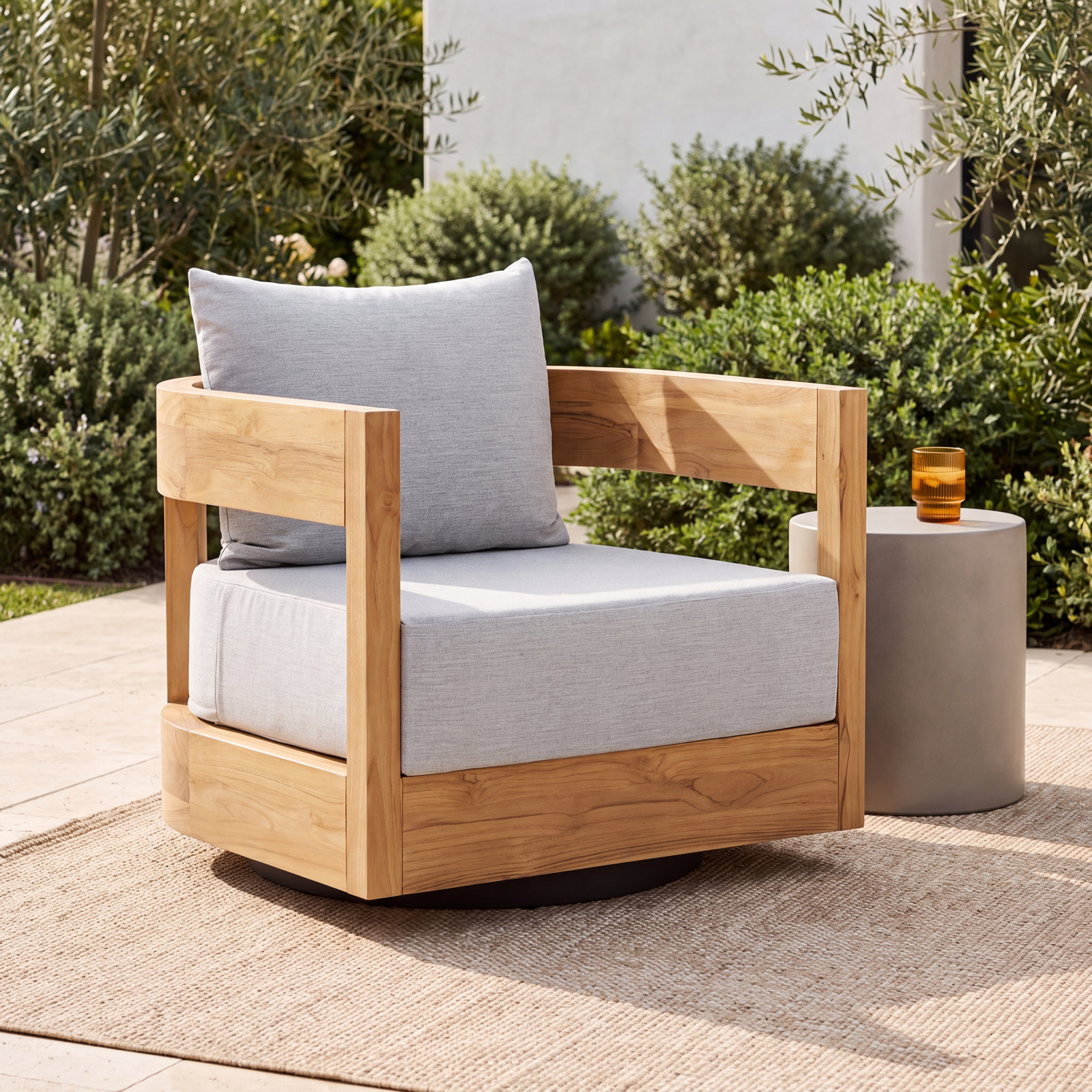 Everlee Sunbrella® Swivel Patio Lounge Chair, Gray