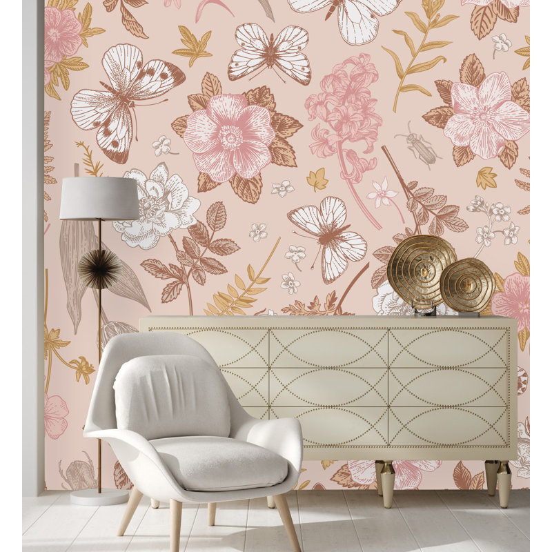Peel & Stick Floral Wall Mural, 10.42' W x 10.42' L
