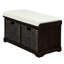 Banc de rangement rustique avec 2 paniers amovibles classiques en tissu, banc de rangement pour banc d'entrée avec coussin amovible (blanc délavé)-1792917219