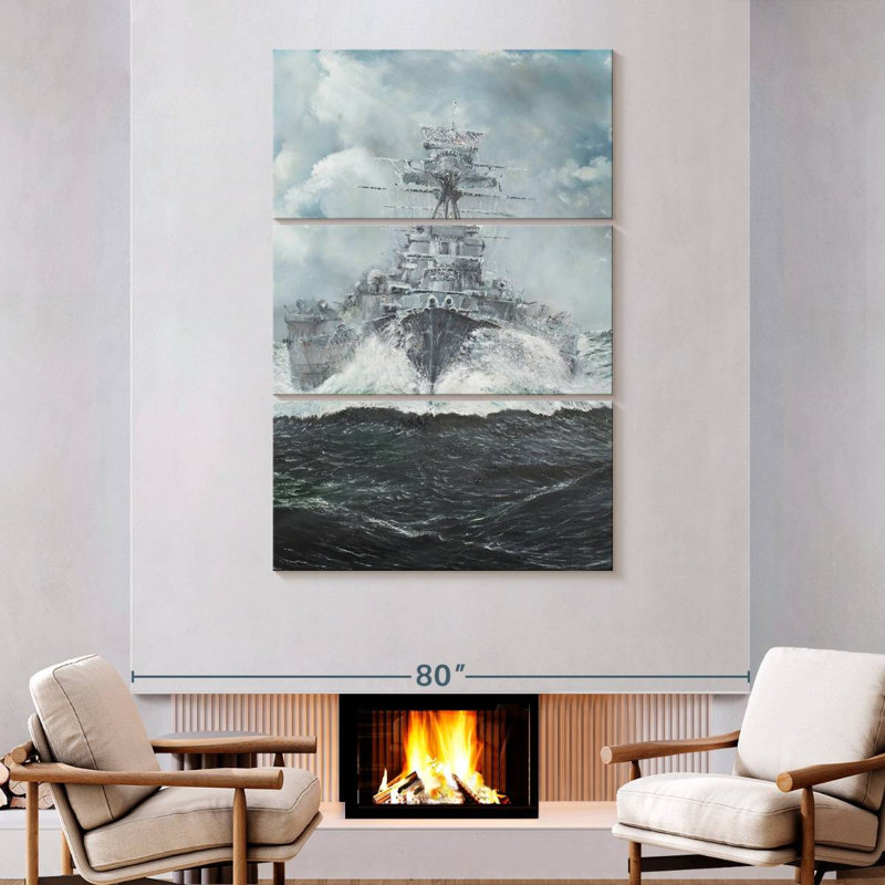 Mait HMS Hood Heads For Bismarck, 74" H x 48" W