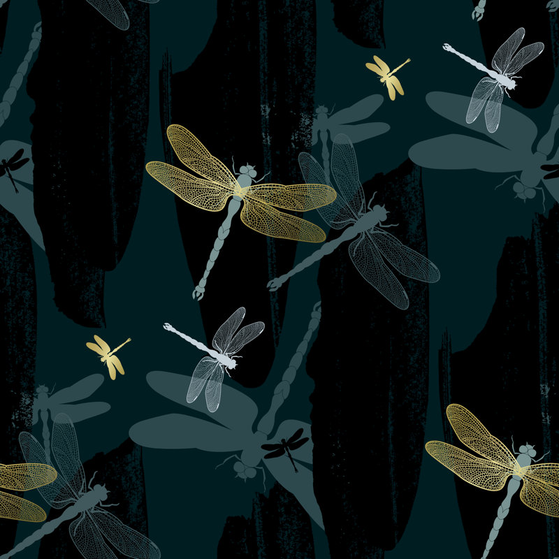 Golden Dragonflies by Thoth_Adan - Wrapped Canvas Print, 30cm H x 30cm W