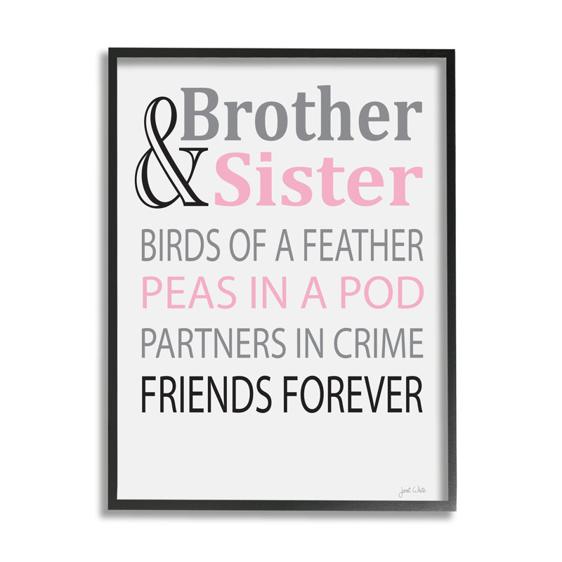 «Brother & Sister cmw-009», art mural personnalisé, H 20 po x l 16 po, Giclée encadrée noir minuit, Oui
