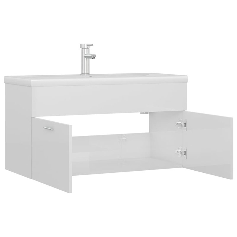 Geilich 900mm Single Bathroom Vanity with Integrated Ceramic Basin, High Gloss White