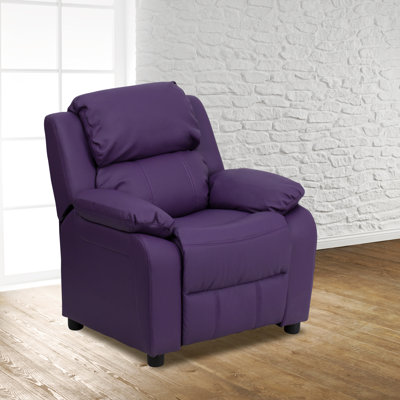 Degeorge Deluxe Padded Contemporary Kids Recliner with Storage Arms
