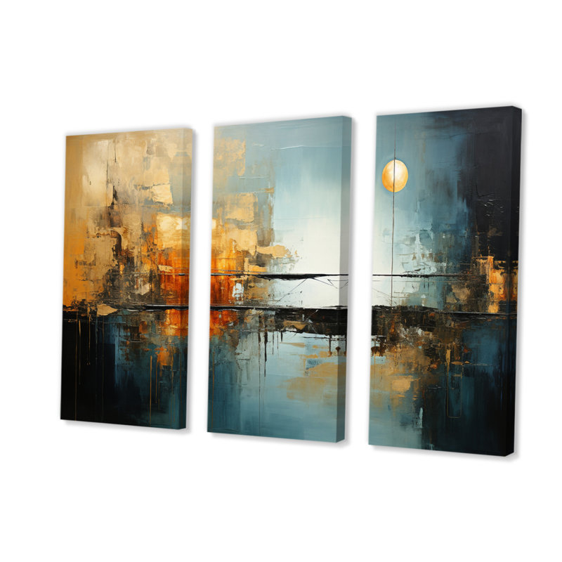 «Teal Orange Bold Energy I», ensemble de reproductions d'art sur toile, H 28 po x l 36 po x P 1 po