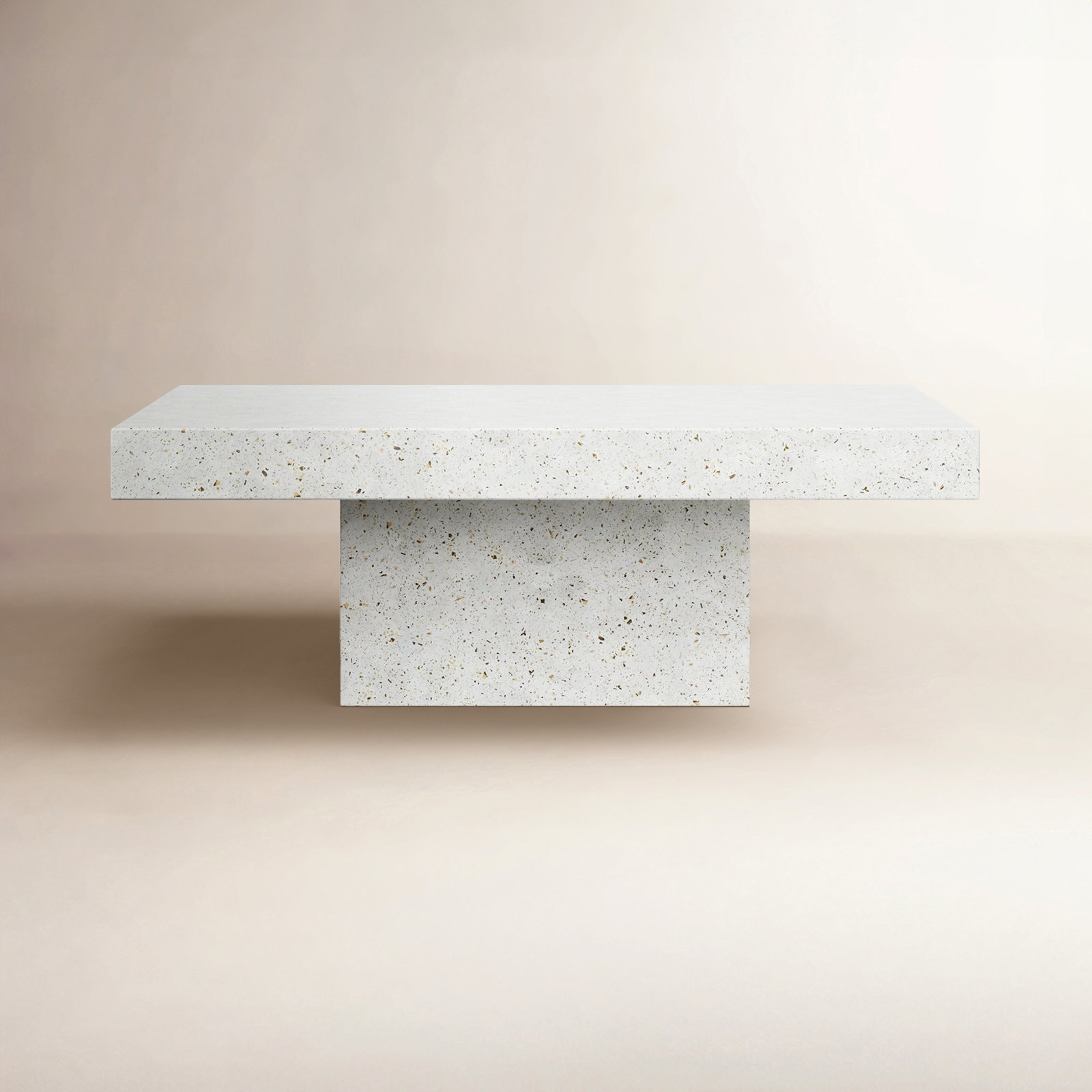 Kareen 47" Concrete Coffee Table, Ivory Terrazzo