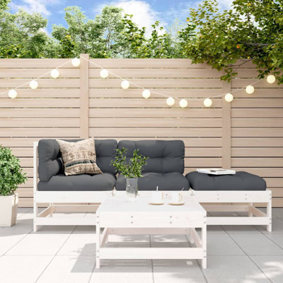 Garden Lounge Set Natural Pine Solid Pine Wood Medium