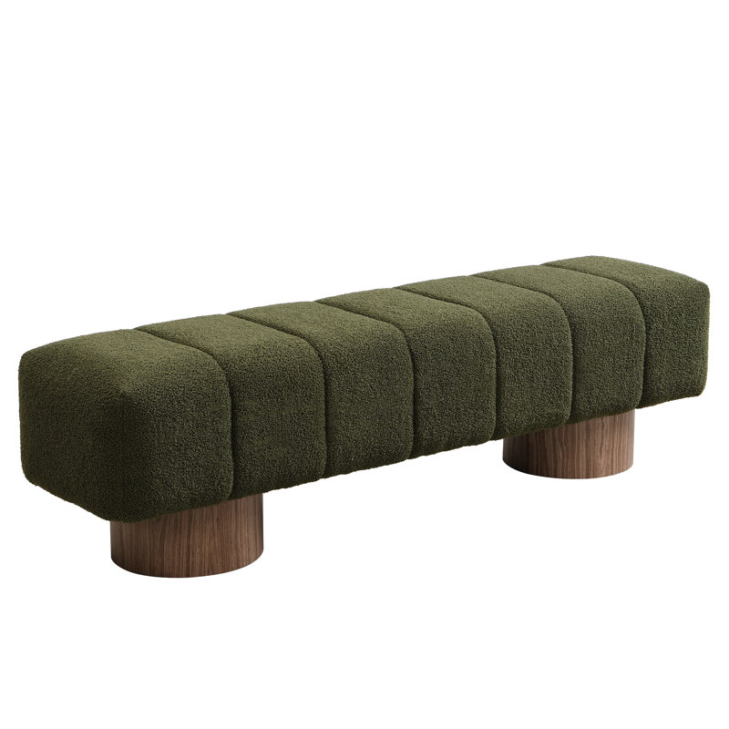 Boucle Fabric Bench, 300 Lbs, No Assembly, Pleasant Seating - Assembly Bench For Living Room And Dining, 11" Foam Core Structure