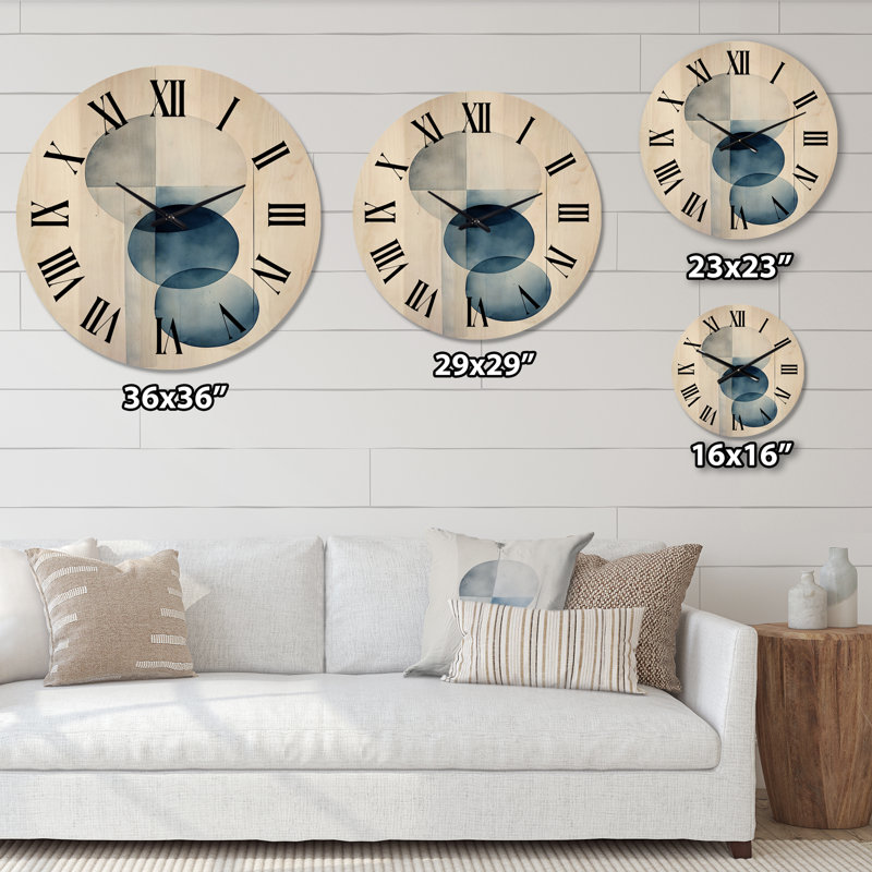 Horloge murale Essential Essential Cercles Retro Blue Watercolor II, Très grand