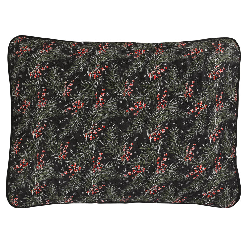King Black Reversible Christmas Quilt Bedspread Set