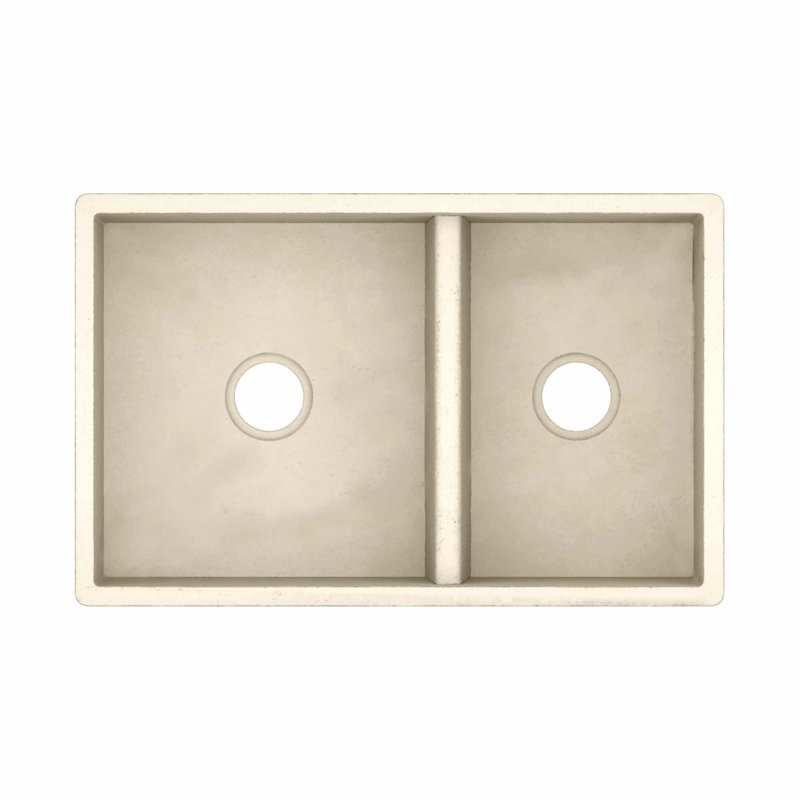 Évier de cuisine de style campagnard à cuves doubles en béton de L 33 po x l 21 po avec tablier NativeStone®, Sable