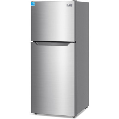 BLACK + DECKER 12.1 Cu. Ft. Top Mount Refrigerator with Freezer, 2 Door Refrigerator with Top Freezer and Adjustable Temperature Control, ENERGY STAR, BR1210HS, Stainless Steel Look