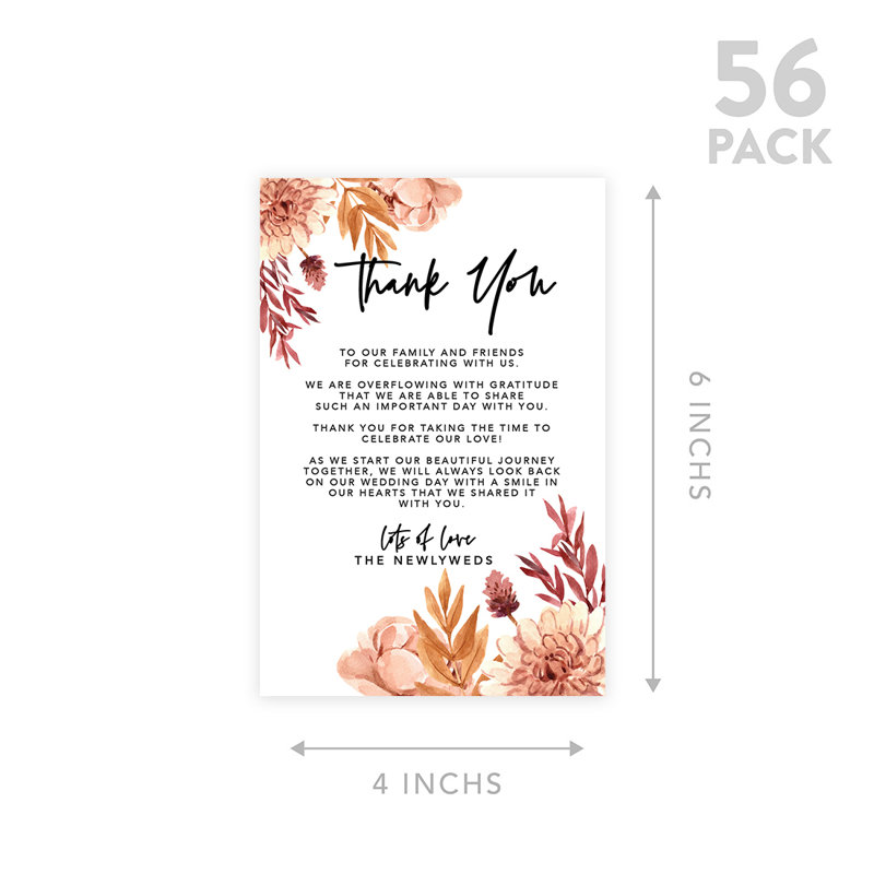 Feuilles d'automne pour mariage, carte de remerciement pour réception de table, assiettes, famille, amis, paquet de 56