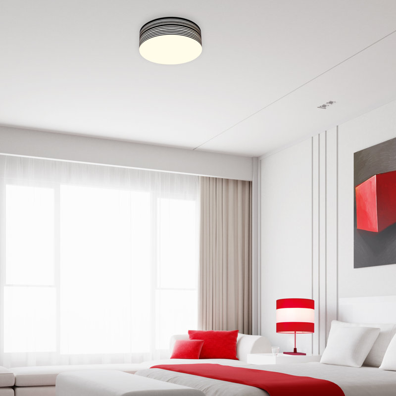 Plafonnier semi-encastré 1 lumière DEL Ara-Oluwa, Noir, H 7,45 po x l 17,72 po x P 17,72 po