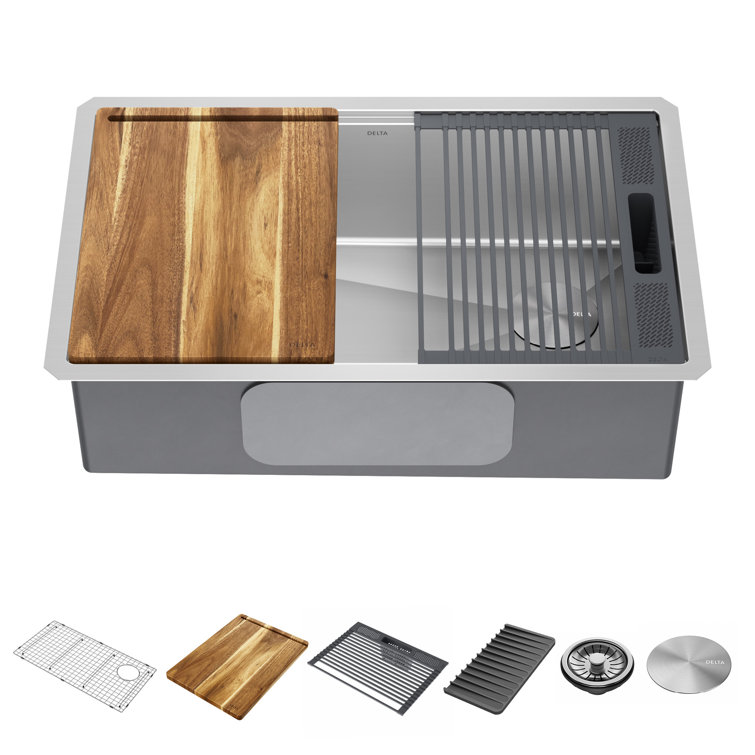 Delta Lorelai™ 30" L  Workstation Kitchen Sink Undermount 16 Gauge Stainless Steel Single Bowl with WorkFlow™ Ledge