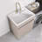 Freestanding 30'' Beige Laundry Sink Cabinet with Hot & Cold Water Drop-in Solid Surface Utility Sink