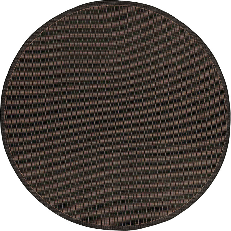 Tapis intérieur / extérieur Sania, Noir / brun, Rond 7 pi 6 po