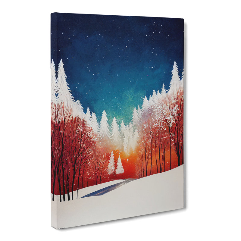 CAN-V0523-2899X Winter Landscape Forest - Wrapped Canvas Print, 50cm H x 35cm W