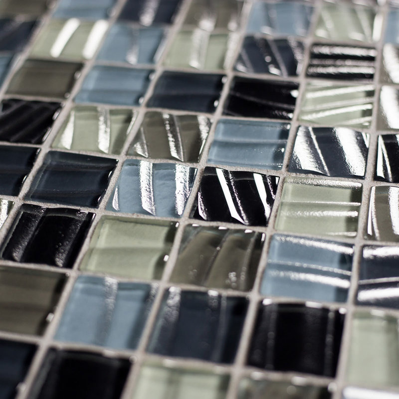 Carreau de mosaïque pour mur et piscine en verre texturé à bords droits New Era 12 po x 12 po New Era