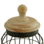 Ensemble de pots décoratifs noirs en métal avec couvercles en bois Aure