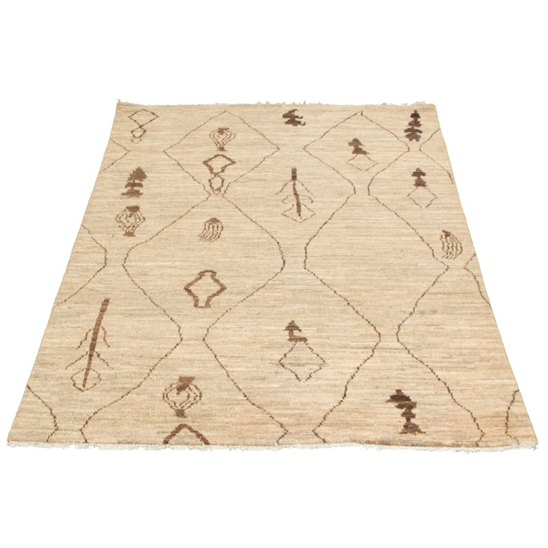 Tapis kaki en laine noué à la main de conception unique 4 pi 9 po x 7 pi 8 po Marrakech Fjodor