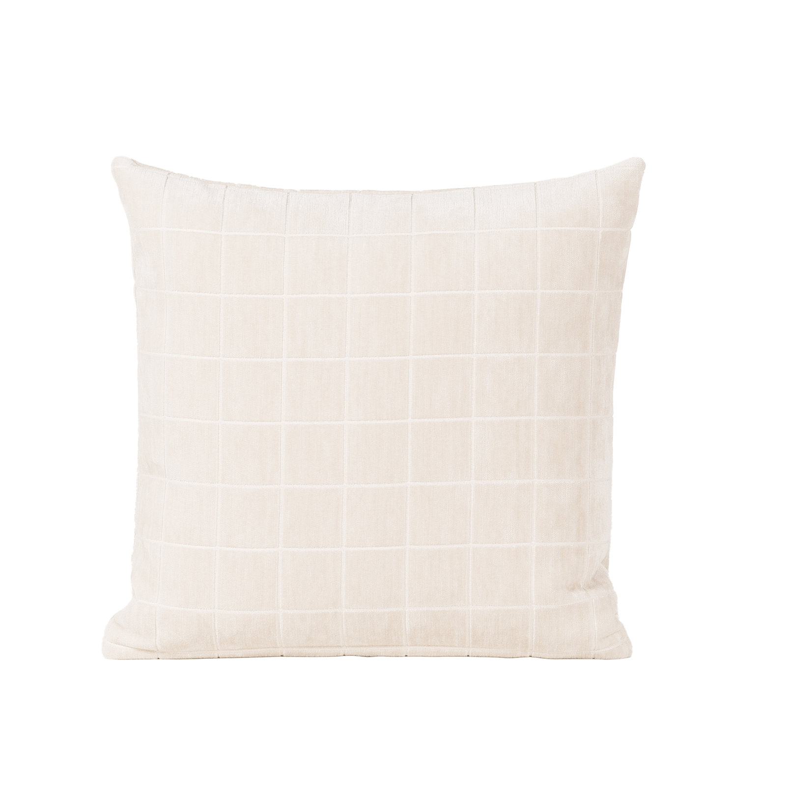 Otterville Velvet Grid Throw Pillow, Cream Geometric, Polyester, 22"H x 22"W
