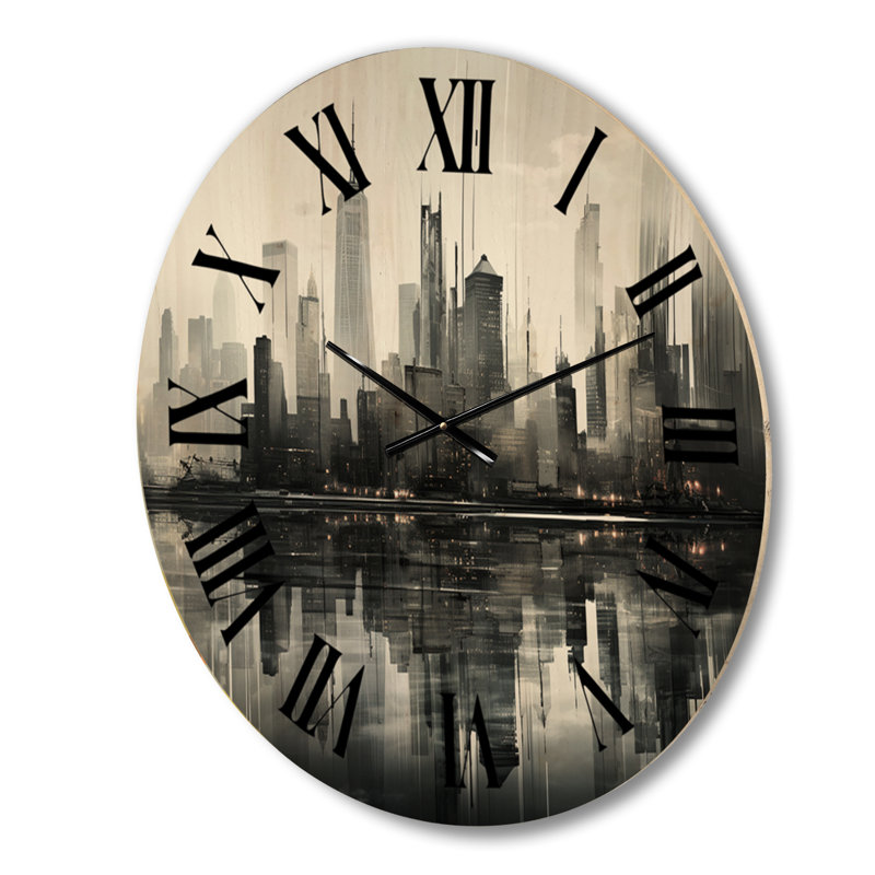 Horloge murale en bois massif Mukrime, Grand