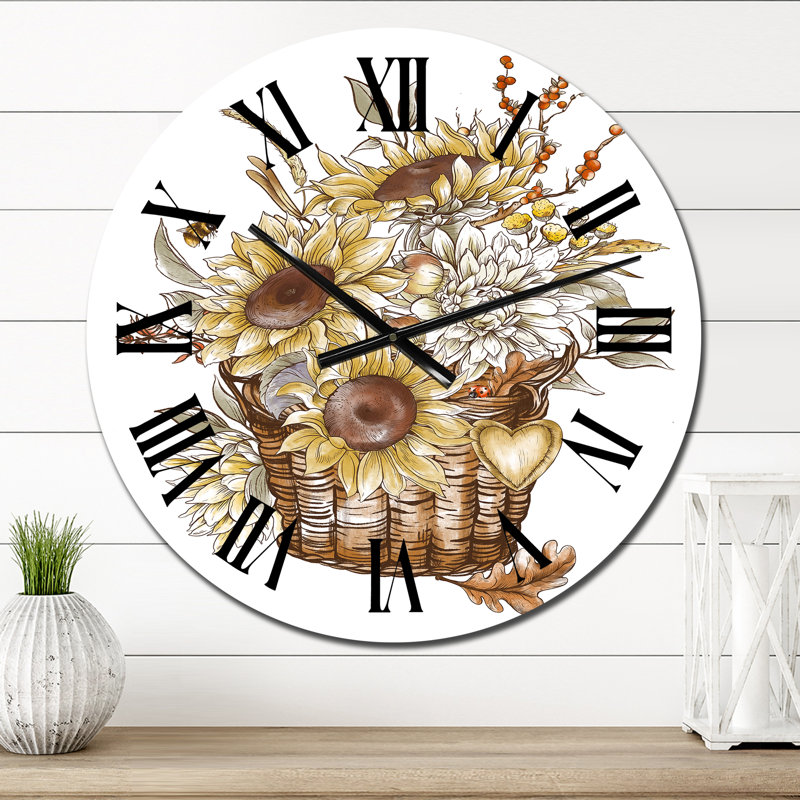 Horloge murale de bouquet de tournesols rétro, Petit