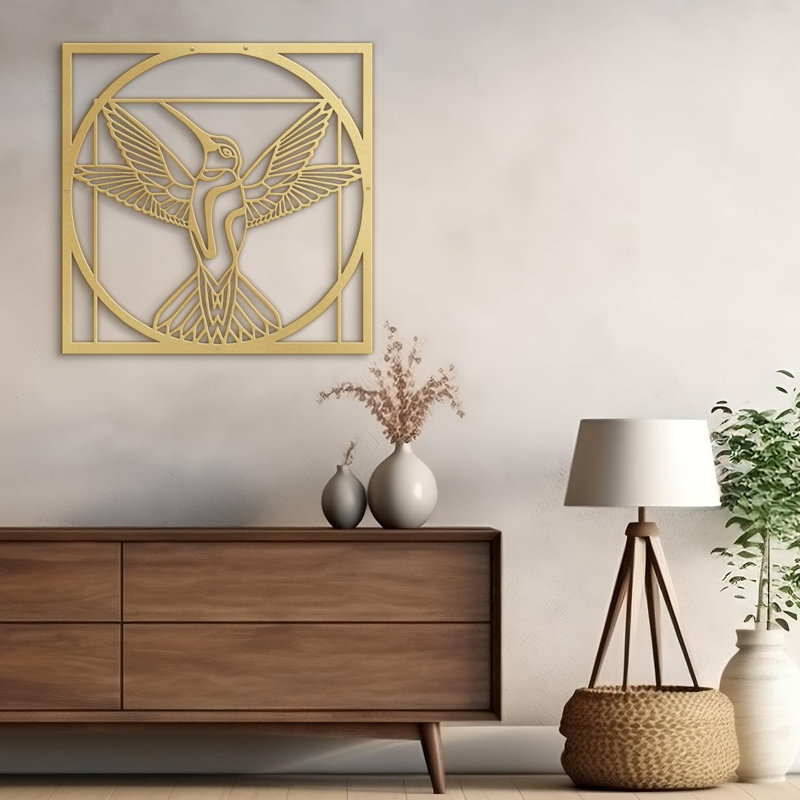 Décoration murale en métal, H 30 po x l 30 po x P 0,05 po, Or