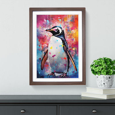 Penguin Abstract - Single Picture Frame Print on Wood