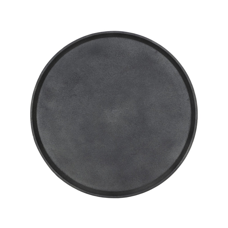 Cronos End Table, Hammered Gray, Polished Black Marble
