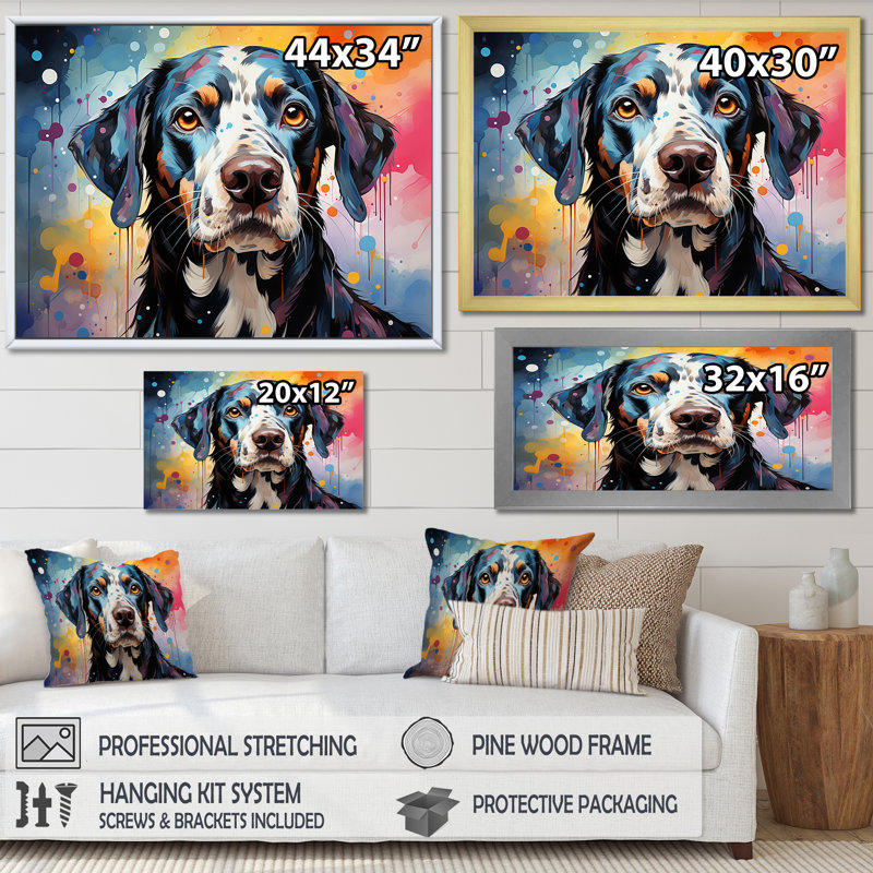 Dalmatian Dots I - reproduction sur toile, H 12 po x l 20 po x P 1 po, Cadre naturel flottant