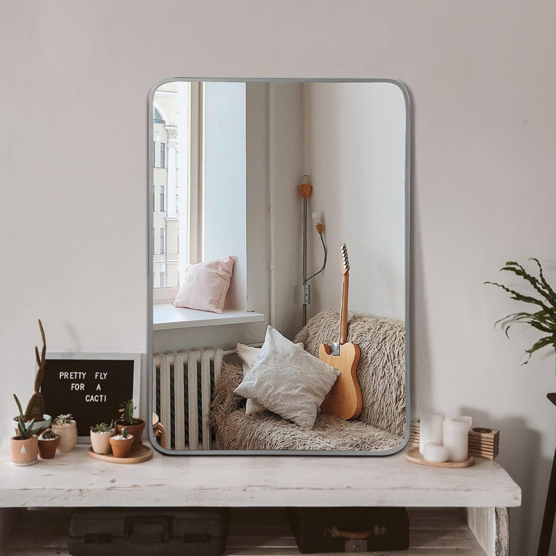 Miroir de salle de bain 24 x 32 pouces, Argent argent