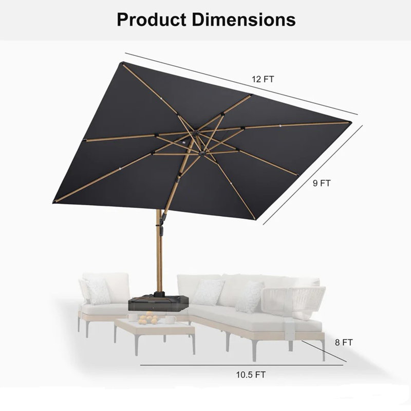 Parasol en porte-à-faux 9 x 12 pi MEB Arlmont & Co. Palace, Gris