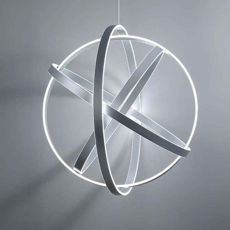 Kinetic 1-Light Globe Chandelier, Titanium, 38" H x 38" W x 38" D