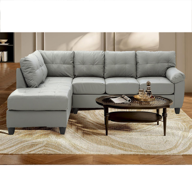 Faux Leather L-Shaped Sectional Left Hand Facing