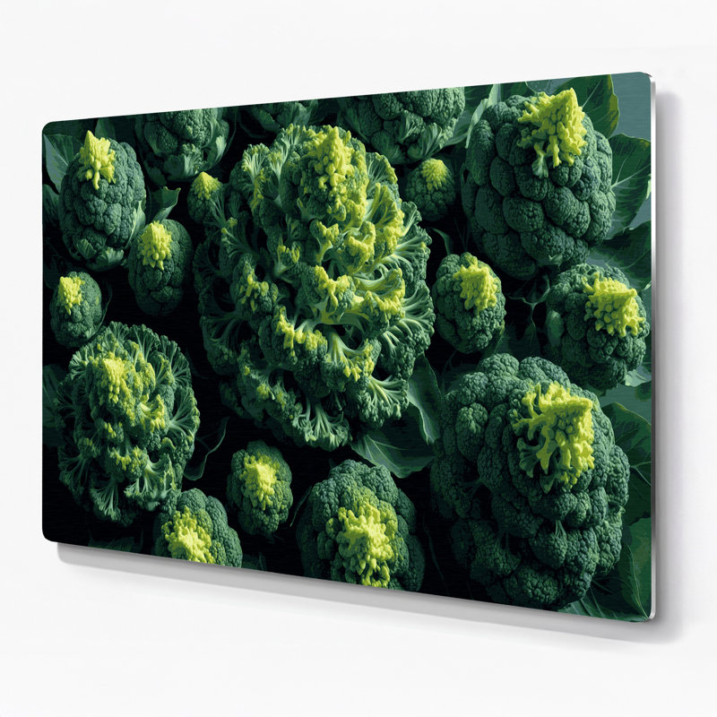 Légumes, art mural vert en métal Romanesco, H 16 po x l 20 po