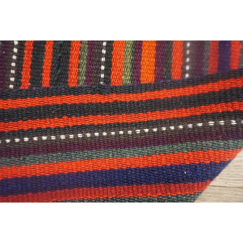Tapis Kilim décoratif turc vintage à rayures géométriques multicolores des années 1950, 122 x 122 cm