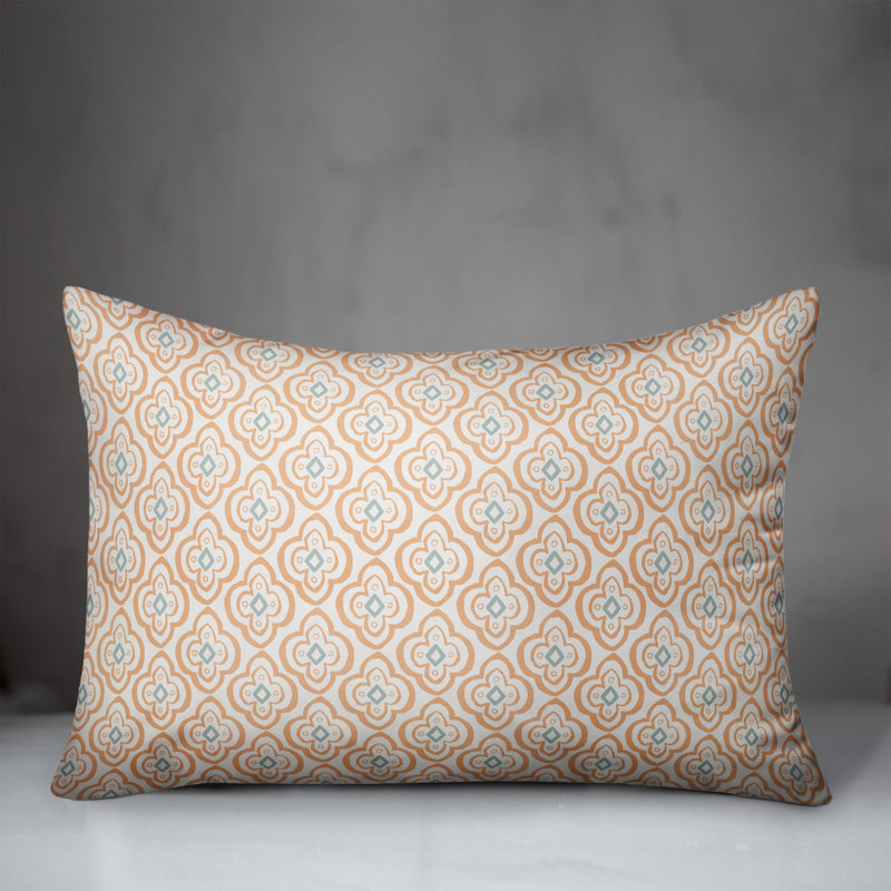 Geometric Rectangular Lumbar Cushion, Orange