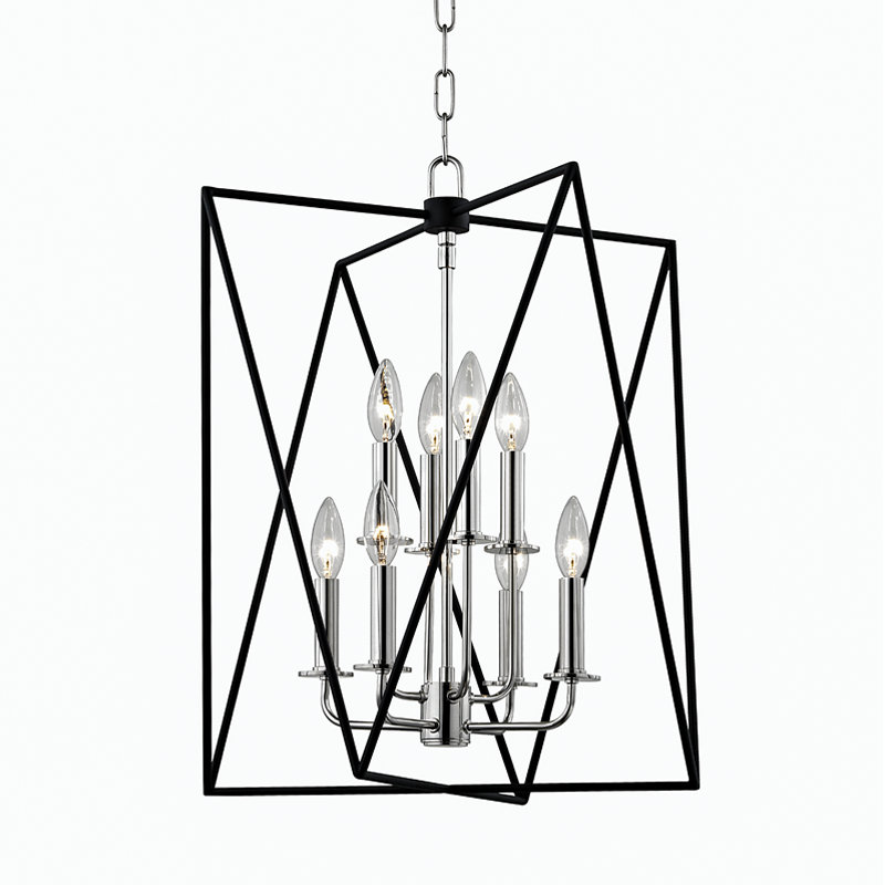 Aged Brass 8-Light Geometric Indoor/Outdoor Chandelier