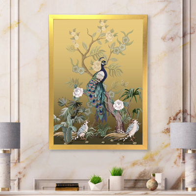 Chinoiserie avec oiseaux et pivoines VI - peinture sur toile