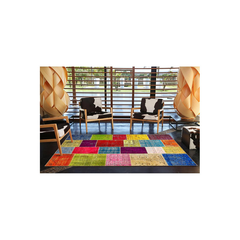 Tapis décoratif moderne à motif géométrique tissé à carreaux mélangés, Tapis de couloir 3 pi 3 po x 9 pi 10 po