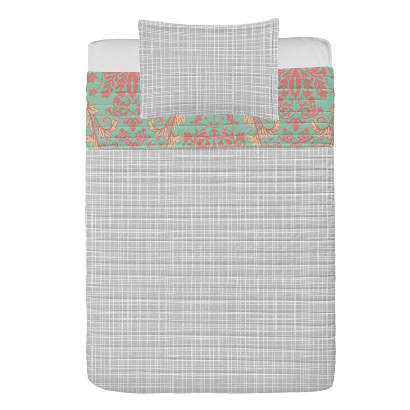 Twin Seafoam Pink Microfiber Reversible Bedspread Set
