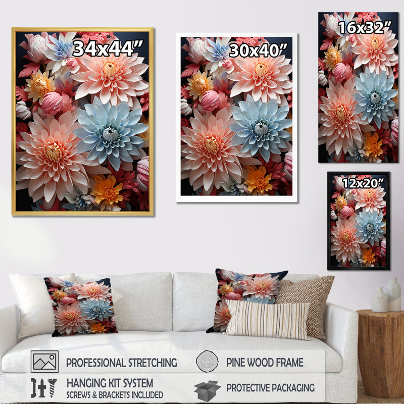 «Soft Elegance Mums Flowers IV» sur toile, H 40 po x l 30 po x P 1,5 po, Toile tendue