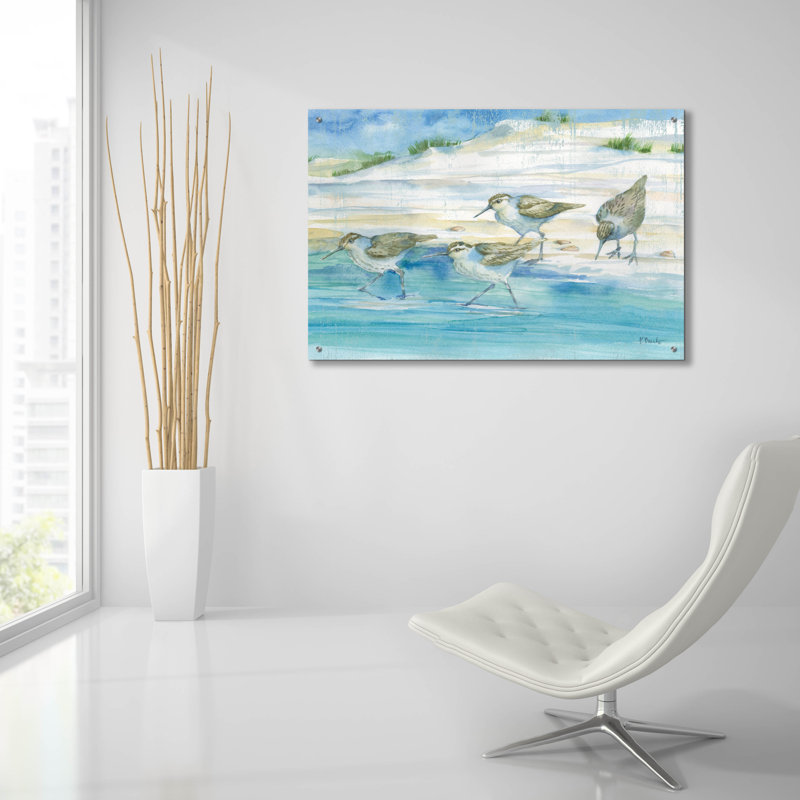 «Sandy Sandpipers II» par Paul Brent, art mural en verre acrylique, H 24 po x l 36 po x P 0,2 po